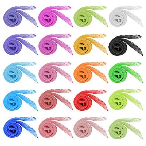 Dadabig 20Pcs Pañuelos de Colores Pañuelos de Malabares Pañuelos de Baile, Cuadrado Pañuelos Mágicos Bufandas de Malabares para Niños Chicas Actividades de Fiesta Decoración,20 Colores