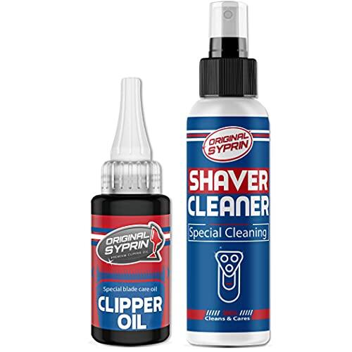 SYPRIN aceite y limpiador de cabezal de afeitado - solución de limpieza y aceite maquina cortar pelo I paquete para maquinas de afeitar cortapelos