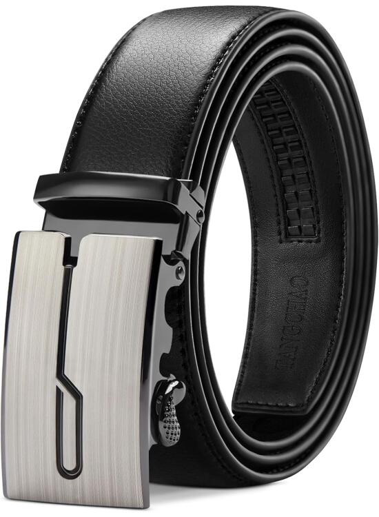 TANGCHAO Cinturón Hombre Cuero, Cinturon con Hebilla Automática Cinturones de Trinquete 35mm de Ancho Tamaño Ajustable para Pantalones Formales Vestir Traje 115-145cm