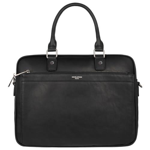 David Jones - Bolso de Ordenador Portátil 17 Pulgadas Hombre - Bolso de Mano Negocios Maletín - Portadocumentos Mensajero - Bolsos de Hombro Bandolera - Portafolio Cartera Trabajo Oficina - Negro