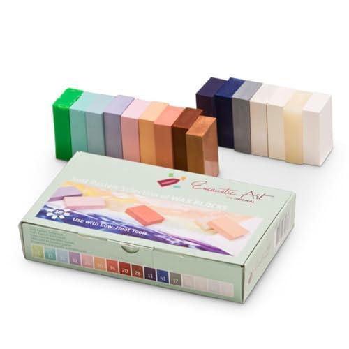 ENCAUSTIC ART The Original - Juego de 16 colores de bloques de cera encáustica, no tóxico, suministros de cera de abeja, hechos a mano en Alemania