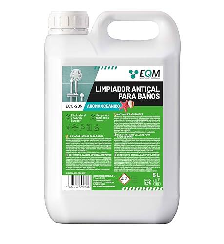 EQM - ECO-205 - Limpiador Antical para Baños - 5L - Elimina la Cal, Las Manchas Amarillas y de Óxido y Las Incrustaciones - Ideal para la Limpieza de Juntas - Agradable Esencia Marina
