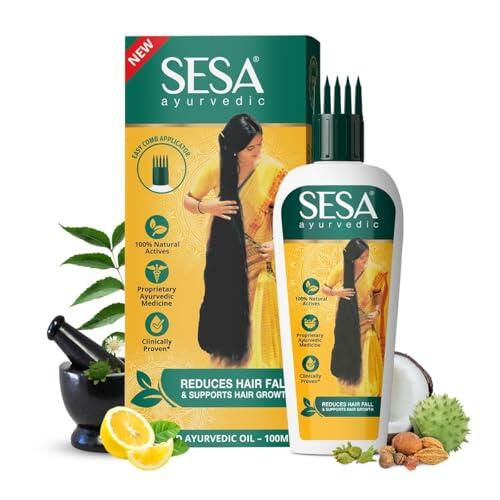 sesa Aceite capilar ayurvédico para la caída y el crecimiento del cabello | Kshir Pak Vidhi de 5000 años, Bhringraj y 17 hierbas raras con 5 aceites nutritivos 100 ml (Paquete de 1)