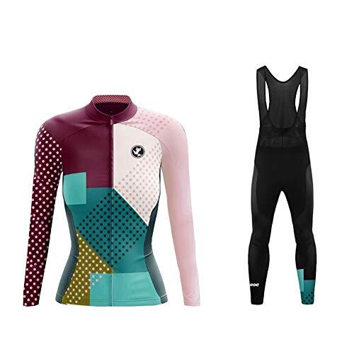 UGLY FROG Invierno Thermo Fleece Ciclismo Ropa Maillot Mujer Jersey+Pantalones Largos Culote de Ciclismo Conjunto Entretiempo para Deportes al Aire Lib