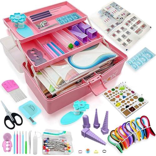 Syzopq Kit para hacer filigranas de papel para adultos principiantes, kit para hacer filigranas con instrucciones y caja de almacenamiento (caja de color rosa)