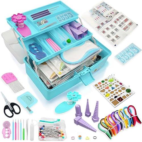 Kit para hacer filigranas de papel, herramientas para hacer filigranas, kit para hacer filigranas de papel con caja de almacenamiento (caja de color azul)