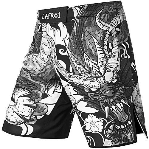 LAFROI Pantalones Cortos de Entrenamiento para Hombre, MMA Cross-Training, con cordón y Bolsillo (Dragon,MD)