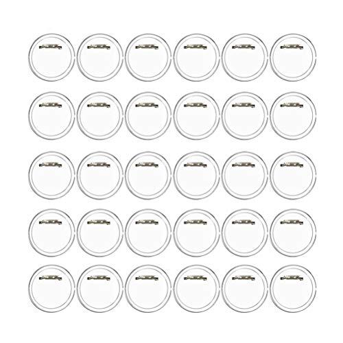 BUYGOO 50 Piezas Chapas plásticas con alfiler Incluido (a presión) hágalo Usted Mismo,Chapas Personalizadas Botón de Pin Redondo de la Solapa de acrílico de la Insignia transparentes con alfilern