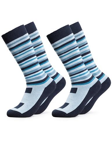 Occulto CALCETINES de ESQUI para NIÑOS y NIÑAS (2 Pares), CALCETINES TÉRMICOS NIÑOS de INVIERNO ACOLCHADOS y TRANSPIRABLES 35-38 Azul
