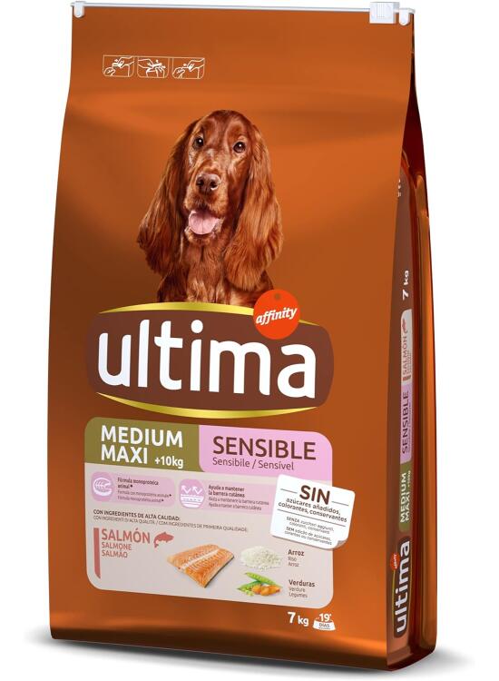 Ultima Medium-Maxi Bienestar Digestivo Salmon, Comida seca para perros, 7kg