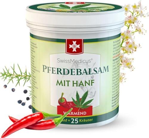 SwissMedicus bálsamo de caballo con calentamiento de cáñamo - ideal para deportistas - receta tradicional suiza - extractos de plantas naturales - uso diario - pomada de caballo - 250 ml