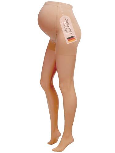 Herzmutter Medias premama 20DEN - maternidad - medias de embarazo - Futura Mama - transparente-mate-suave - Color piel-beige-negro - Set de 1 y 2-1200 (L/XL, Beige-Oscuro)