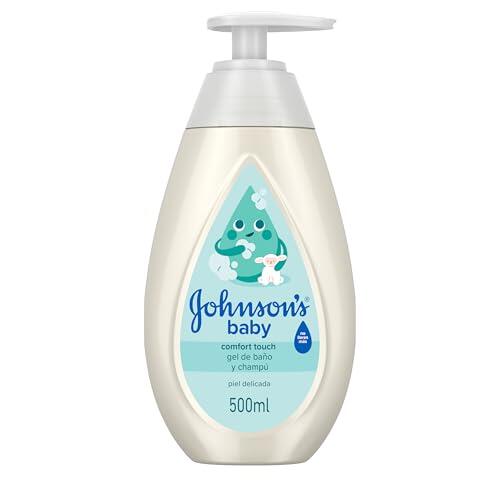Johnson's Baby Comfort Touch Gel de Baño y Champú, Aroma de Coco, 500 ml | Apto para Recién Nacidos, Fórmula No Llores Más, pH Equilibrado, Hipoalergénico, Espuma Ligera, Para Piel Delicada