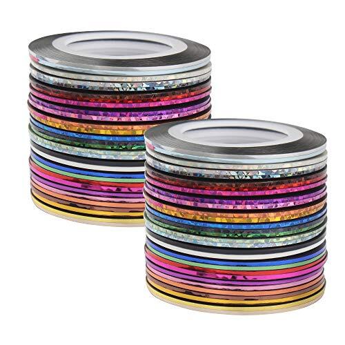 Dadabig 60pcs Arte Decoración Uñas Pegatinas de Línea de Uñas Cintas Uñas Decoracion Cinta de Línea de Uñas para Decoración de Uñas Diseño Arte de Uñas Multicolor (30 estilos)