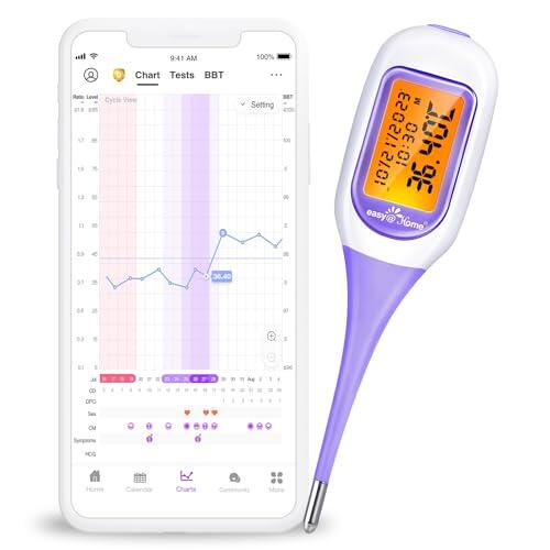 Easy@Home Termómetro Basal Predecir la Ovulación con Premom (iOS o Android) - Sincronizar TBC con Bluetooth Generar tablas automáticamente Pantalla Grande LED (Púrpura)