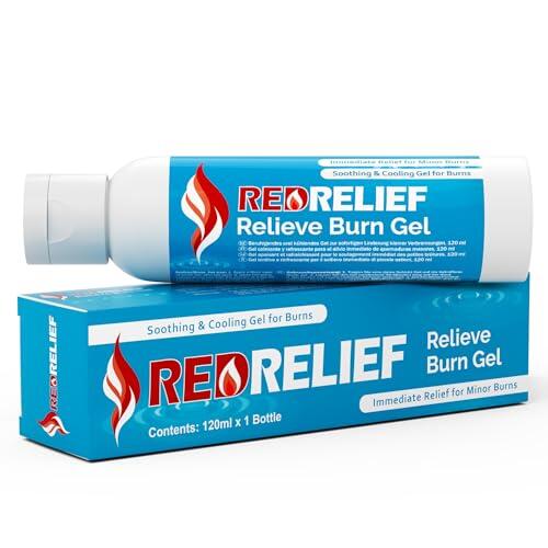 RedRelief Emergency Burn Gel 120ml Botella - Gel calmante y refrescante para quemaduras, escaldaduras y quemaduras solares