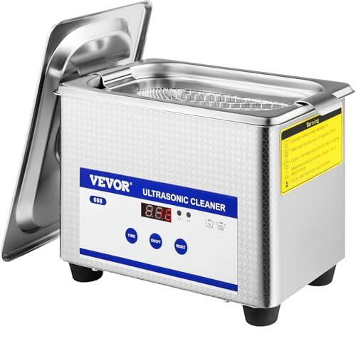 VEVOR Limpiador Ultrasónico Profesional de Acero Inoxidable 800ml, 35W, Máquina de Limpieza Potente Frecuencia de 40 kHz con Pantalla LED para Joyas, Reloj, Gafas