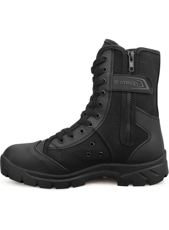 QUNLON Botas Militares Tácticas Hombre Botas de Combate Negras Botas Militares de Trabajo Transpirables Botas Policiales Botas de Senderismo Ligeras para Exteriores Modelo307
