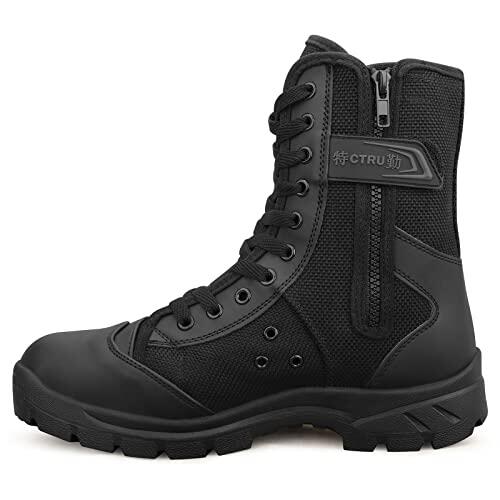 QUNLON Botas Militares Tácticas Hombre Botas de Combate Negras Botas Militares de Trabajo Transpirables Botas Policiales Botas de Senderismo Ligeras para Exteriores Modelo307-42EU