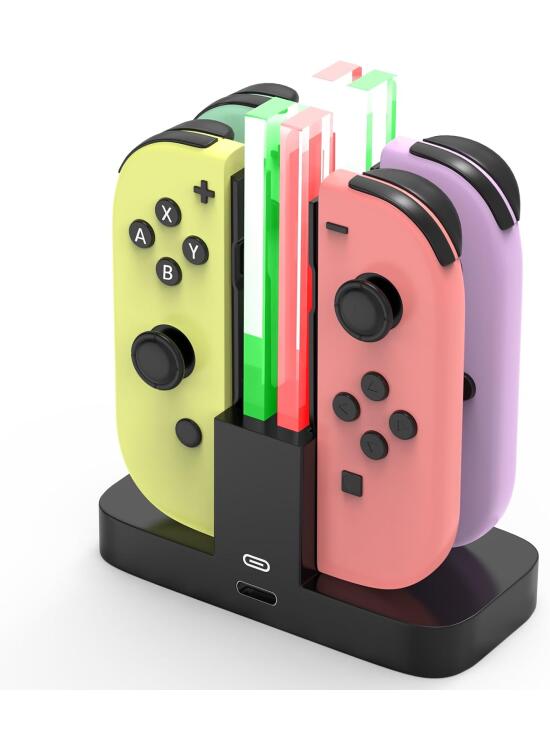 Base de Carga para Switch,[4 en 1] Diyife Cargador para Nintendo Switch Joy,Cargador del Controlador, Estación de Carga de Controlador con Puerto USB-C, Indicador LED