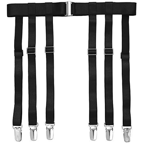 GARGALA Liguero para mujer Simplicity Sexy Calcetines con tirantes para medias altas hasta el muslo con clips de metal 4/6, 6 correas negras con clips de tirantes, Talla única