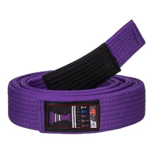 Cinturón BJJ OSS Combat Sports - Cinturón Jiu-Jitsu brasileño Aprobado por IBJJF para Adultos 100% algodón Cinturones listos para Competencia diseño Duradero y liviano - BJJ Gi A2, A3 (Purpura, A3)