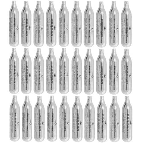 BORNER - Bombonas de CO2 de Alto Rendimiento | Capsulas de Aire comprimido con Cargas de 12 gr para Armas de Airsoft o Pistolas de balines y perdigones (30 bombonas)