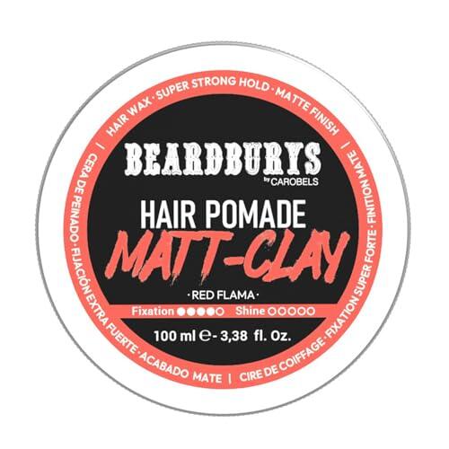 Beardburys Matt Clay Pomada para el cabello para hombres con fijación fuerte, acabado mate, arcilla de peinado a base de agua, aporta textura y volumen, fácil de lavar, sin residuos, 100 ml