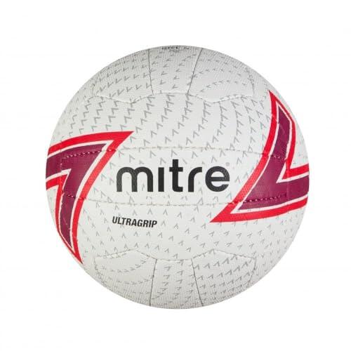 Mitre Ultragrip Balón de balonred para todas las condiciones, estilo popular, diseño duradero, talla 5, blanco/chile/escarlata/negro