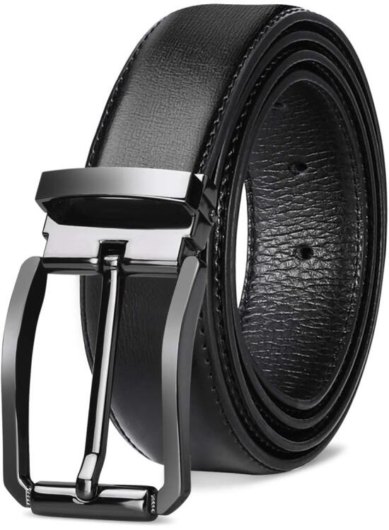 NEWHEY Cinturon Hombre Cuero Cinturones Piel Jeans Cinturón Hombre 32mm Trabajo Clásico 115cm 125cm Negro Marron Rojo-Marrón