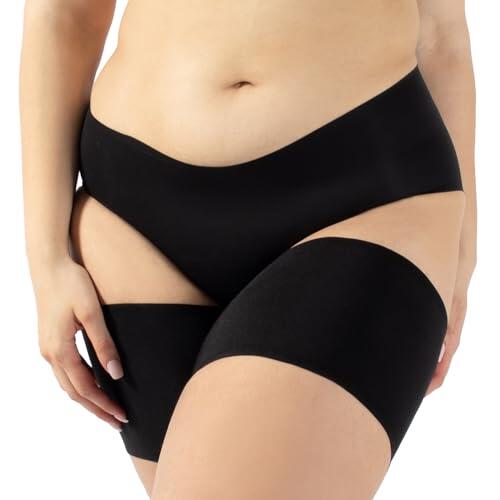 CALZITALY Bandas Antirozaduras Lisas, Previene Rozaduras, Bandas Elásticas Muslos, Curvy, | Negro, Natural | Made in Italy (F: 78-81 cm, Negro)