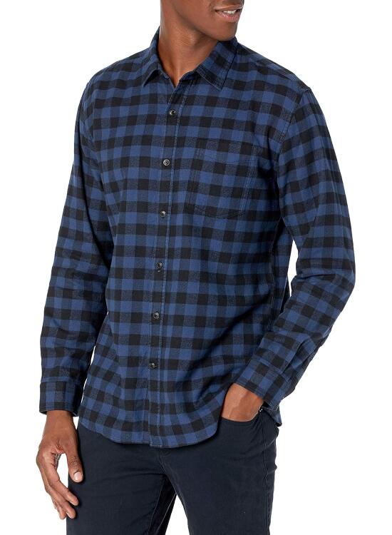 Amazon Essentials Camisa de Franela, Manga Larga (Disponible en Tallas Grandes) Hombre