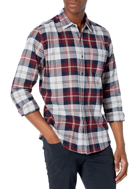 Amazon Essentials Camisa de Franela, Manga Larga (Disponible en Tallas Grandes) Hombre