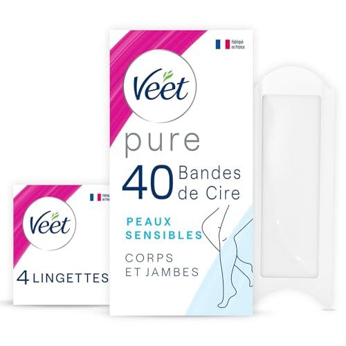 Veet - Tiras depilatorias para piernas y cuerpo, hipoalergénicas, mínimas, 40 piezas