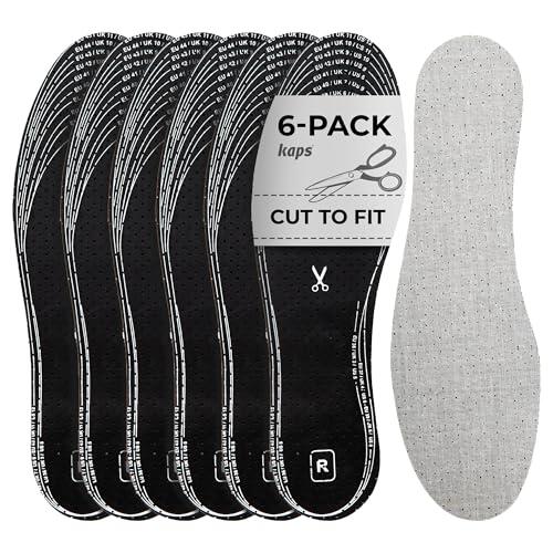 Kaps Paquete de 6 Pares de Plantillas para Calzado, Anti-Olor con Olor a Carbón Vegetal, Insertos para Zapatos, Odour Stop, Corte a Su Medida