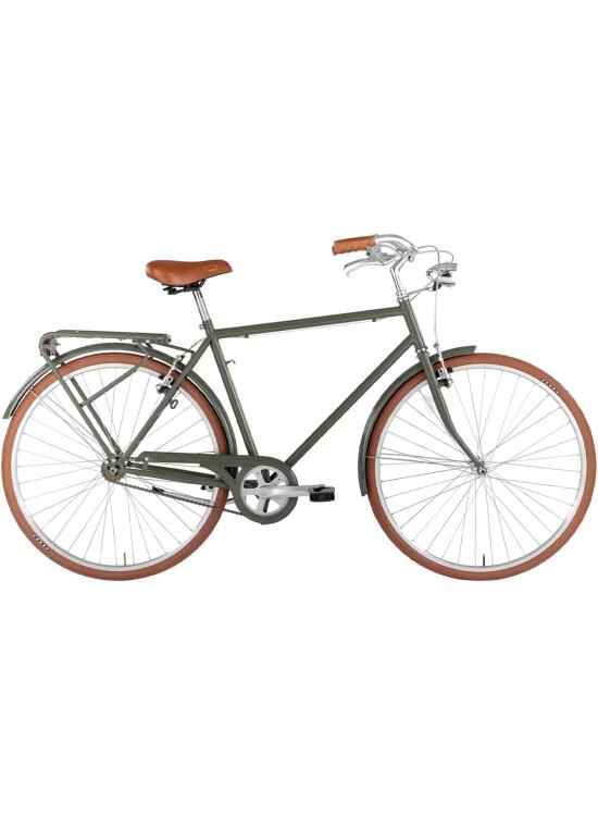 Alpina Bike - Bicicleta de 1 V para Hombre, Deportiva, Verde Militar, 28 Pulgadas, Acero