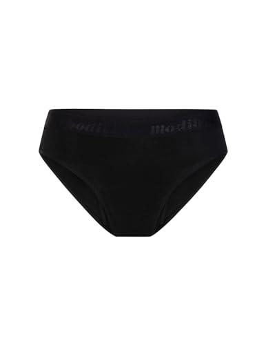 Modibodi Bragas Menstruales Niña Adolescente Hipster Bikini Flujo Medio 30ml Antifugas Reutilizable Ropa Interior Algodón Suave Cómoda Negro10-12