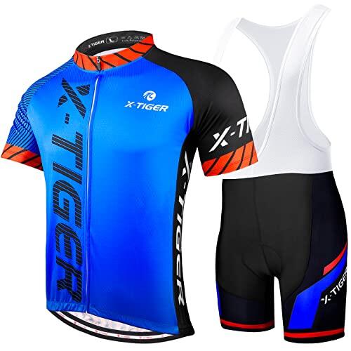 X-TIGER Hombres de Bicicleta con 5D Gel Acolchado MTB Ciclismo Maillots Tirantes Culotte Pantalones Cortos Culotes