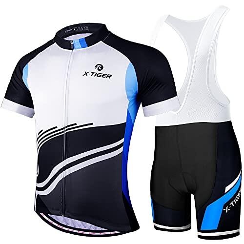 X-TIGER Hombres de Bicicleta con 5D Gel Acolchado MTB Ciclismo Maillots Tirantes Culotte Pantalones Cortos Culotes