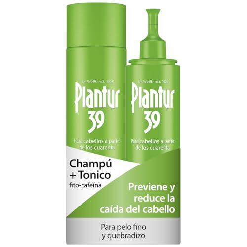 Plantur 39 Pack de Shampoo Cafeína 250 ml y Tonico 200 ml | Evita y Reduce la Caida Cabello Mujer | Para Cabello Fino y Quebradizo | Tratamiento Anticaida Cabello Mujer