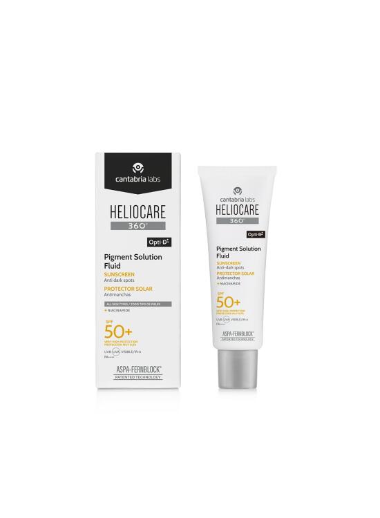 Cantabria Labs - Heliocare 360° Pigment Solution Fluid SPF 50+ - 50ml - Fluido Ultraligero - Previene y Corrige Hiperpigmentaciones - Protección Solar Avanzada