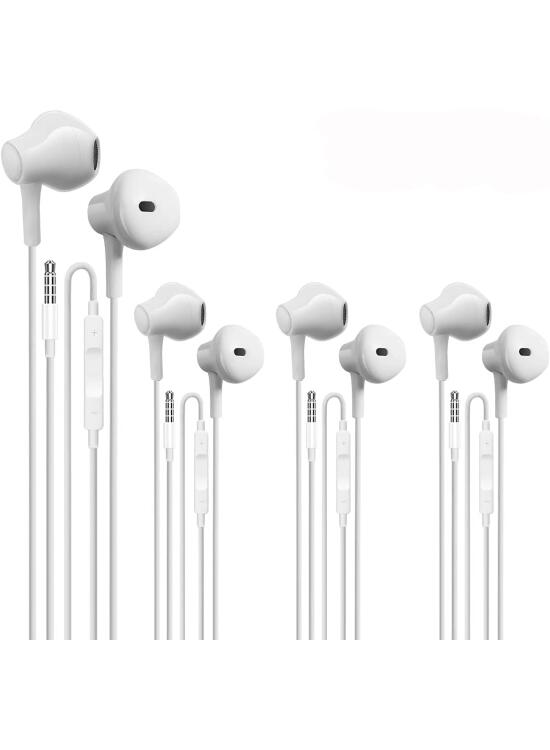 4 Pack Auriculares con Cable con Micrófono y Control de Volumen, Adecuados para Teléfonos Móviles, Tabletas, MP3 y Otros Dispositivos de Audio de 3,5 mm (3.5mm)