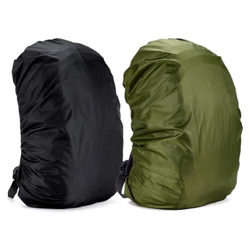 Yogopro Funda Impermeable para Mochila,2 Pcs Cubre Mochila Lluvia,30~65L Cubierta de Bolsa Bolso Protector de Lluvia para Camping Senderismo Excursionismo, 30L-40L (Negro y Verde)