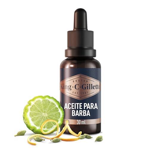 King C. Gillette Aceite para Barba para Hombre, Barba Suave Y Fragante, con El Aroma con Notas de Sándalo, Cedro, Bergamota, Semillas de Cardamomo Y Mandarina, 30 ml