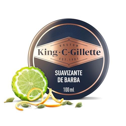 King C. Gillette Bálsamo Barba Hombre con Manteca de Cacao, Aceite de Argán y Manteca de Karité, Suavizante De Barba Ligero Acondicionador Profundo, 100 ml