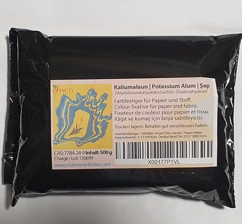 Alumbre de 500 g – Valla potásica | Sulfato de aluminio de potasio | raspador | fijador para Ebru sobre tela | Para veteado y teñido textil