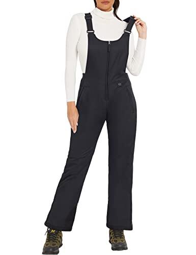 GEMYSE Pantalones de Esquí de Invierno para Mujer con Tirantes Ajustables Mono a Prueba de Viento Impermeable(Negro,L)
