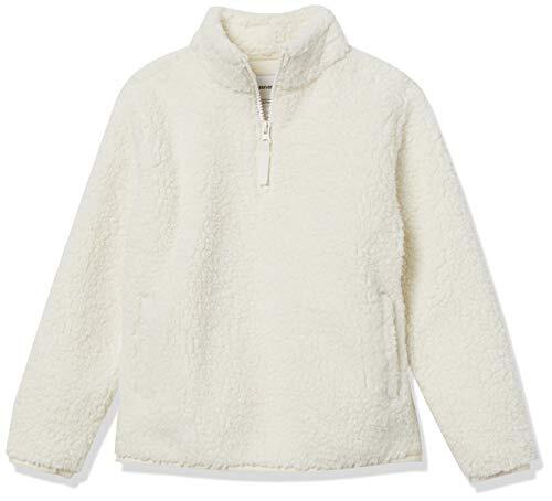 Amazon Essentials Chaqueta de Forro Polar Sherpa con Cremallera 1/4 Niña, Marfil, 9 años