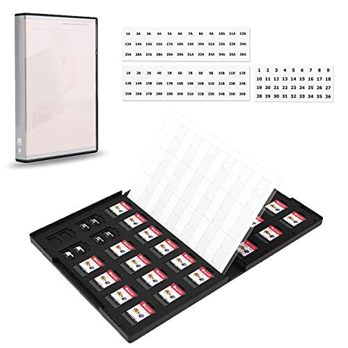 Funda de transporte para tarjetas de memoria con 108 ranuras para 36 tarjetas NS (Nintendo Switch Game Card) + 72 tarjetas Micro SD/TF, tarjetas de memoria MSD estuche de almacenamiento