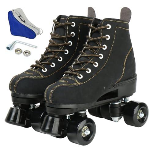 Wilverz - Patines de cuatro ruedas ajustables para exteriores, tamaño 4.5/5.5/6.5/7/7.5/8/8.5/9.5/10.5 (negro, 44 = UK)
